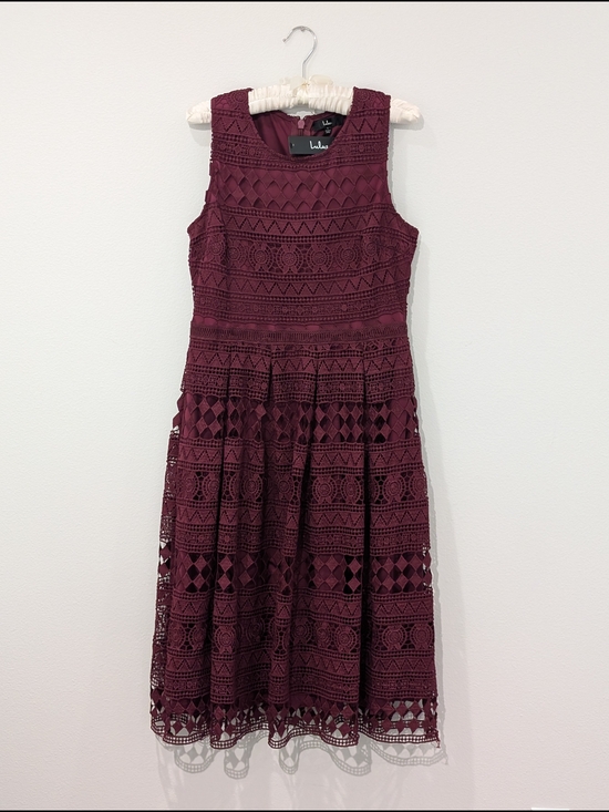 Lulus Dresses & Skirts - Lulu's Madly In Love Sleeveless Burgundy Lace Fit & Flare Dress